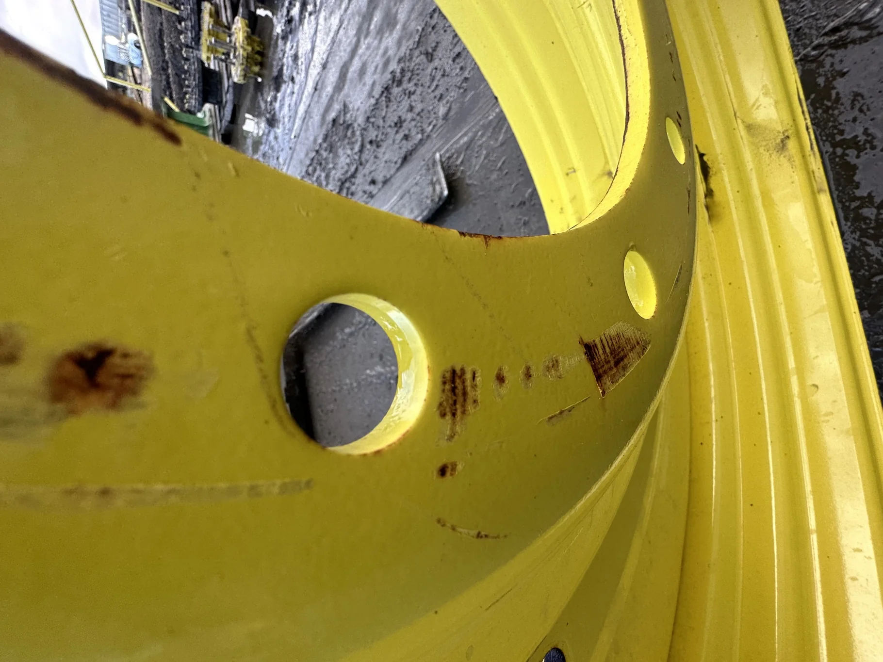 Used 15 X 50 JD yellow 10 Bolt Dual Wheel 10-13-11 ( Rust Spots; Scratches) image 6