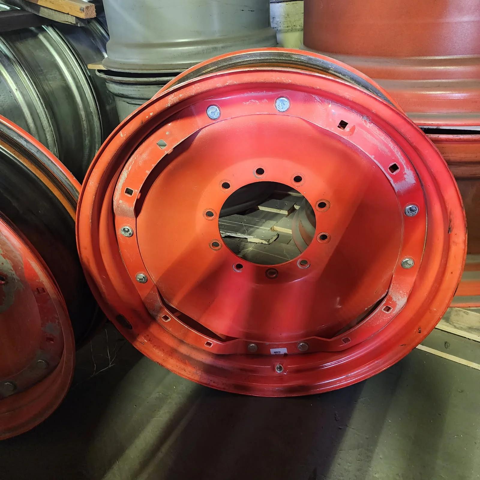 Used 10 X 34 10-13.19-11.07 8"BS Titan Waffle 2 Bolt Fendt Red Wheel w/ Disc image 3