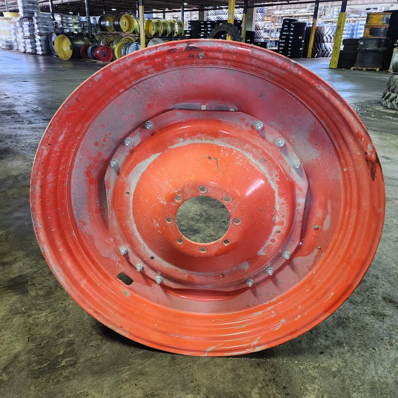 Take-Off 10 X 50 8-10.82-8.78 8"BS Waffle 3 Bolt Fendt Red Wheel w/ Disc image 2