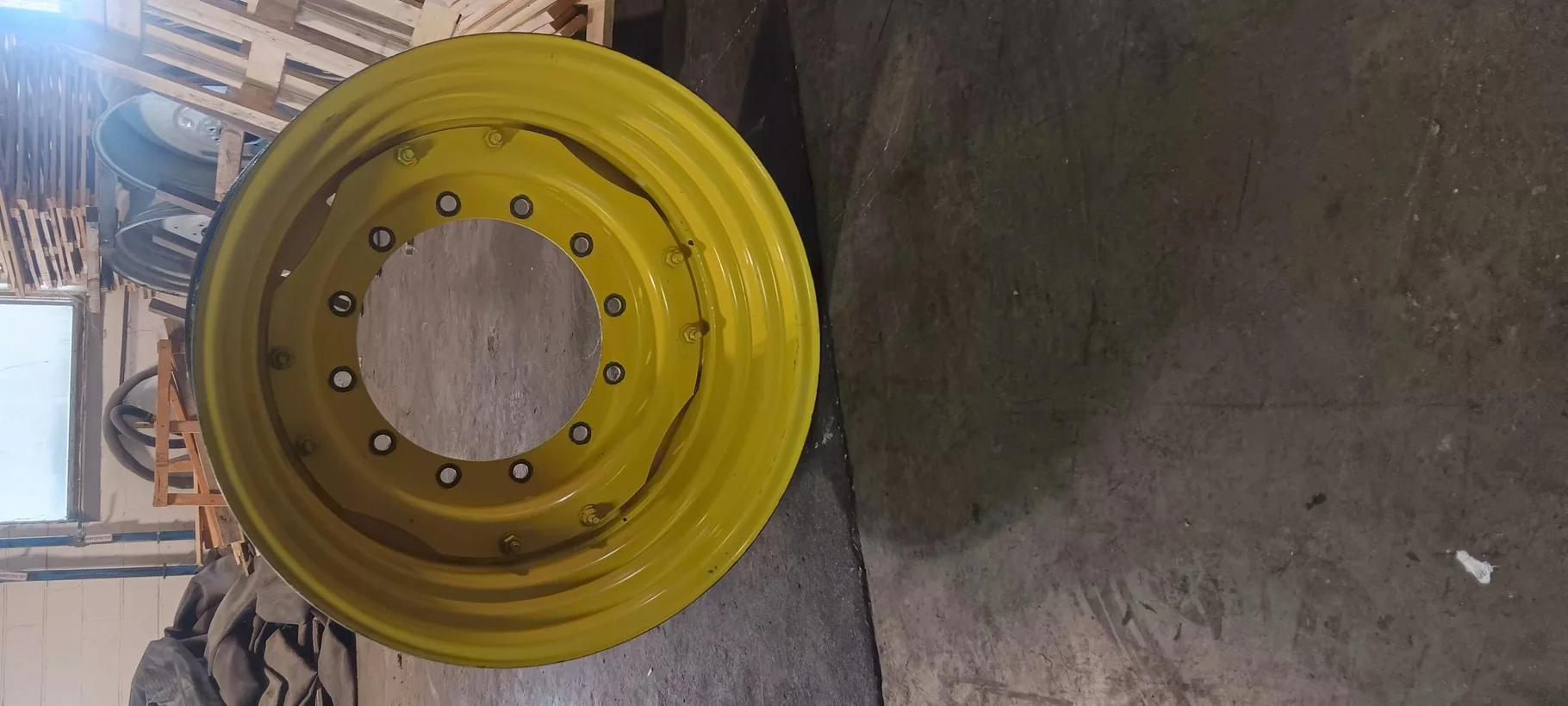 Used 15 X 30 12-16.732-14.04 13.25"BS Waffle 2 Bolt Yellow Wheel w/ Disc