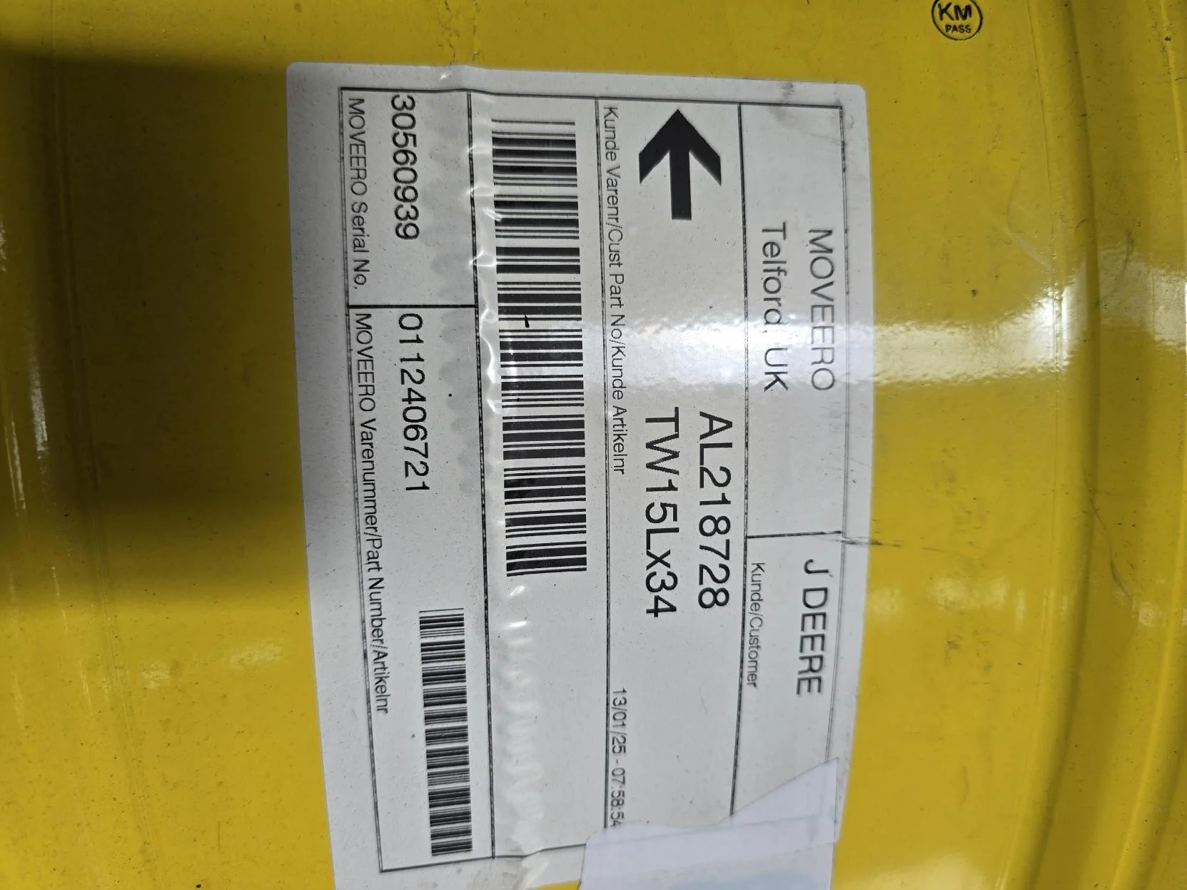 Take-Off 15 x 34 8 Bolt 4/2 Rail Yellow Wheel w/ Disc