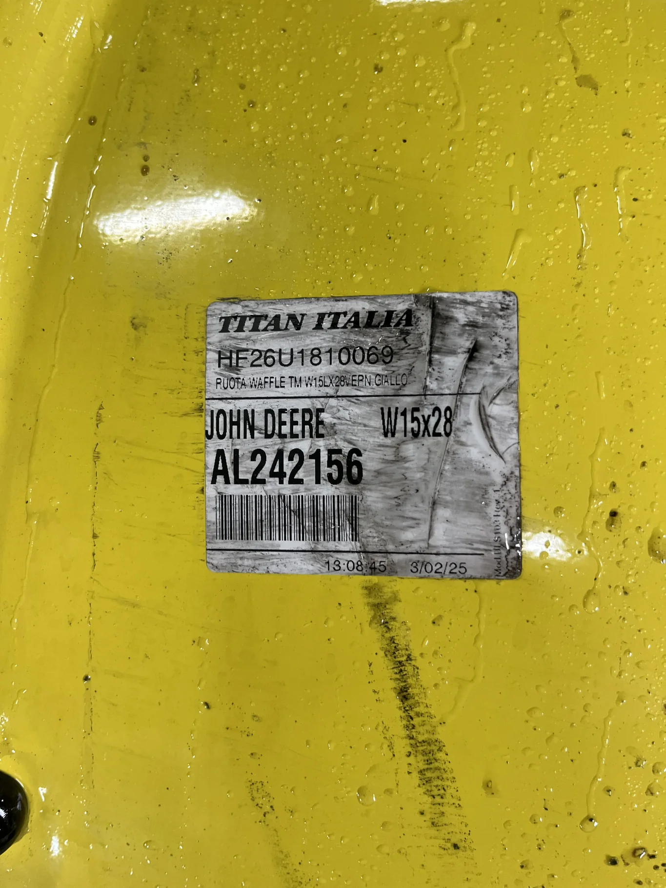 Take-Off 15 X 28 10-13.19-11.07 Waffle 2 Bolt Yellow Wheel w/ Disc