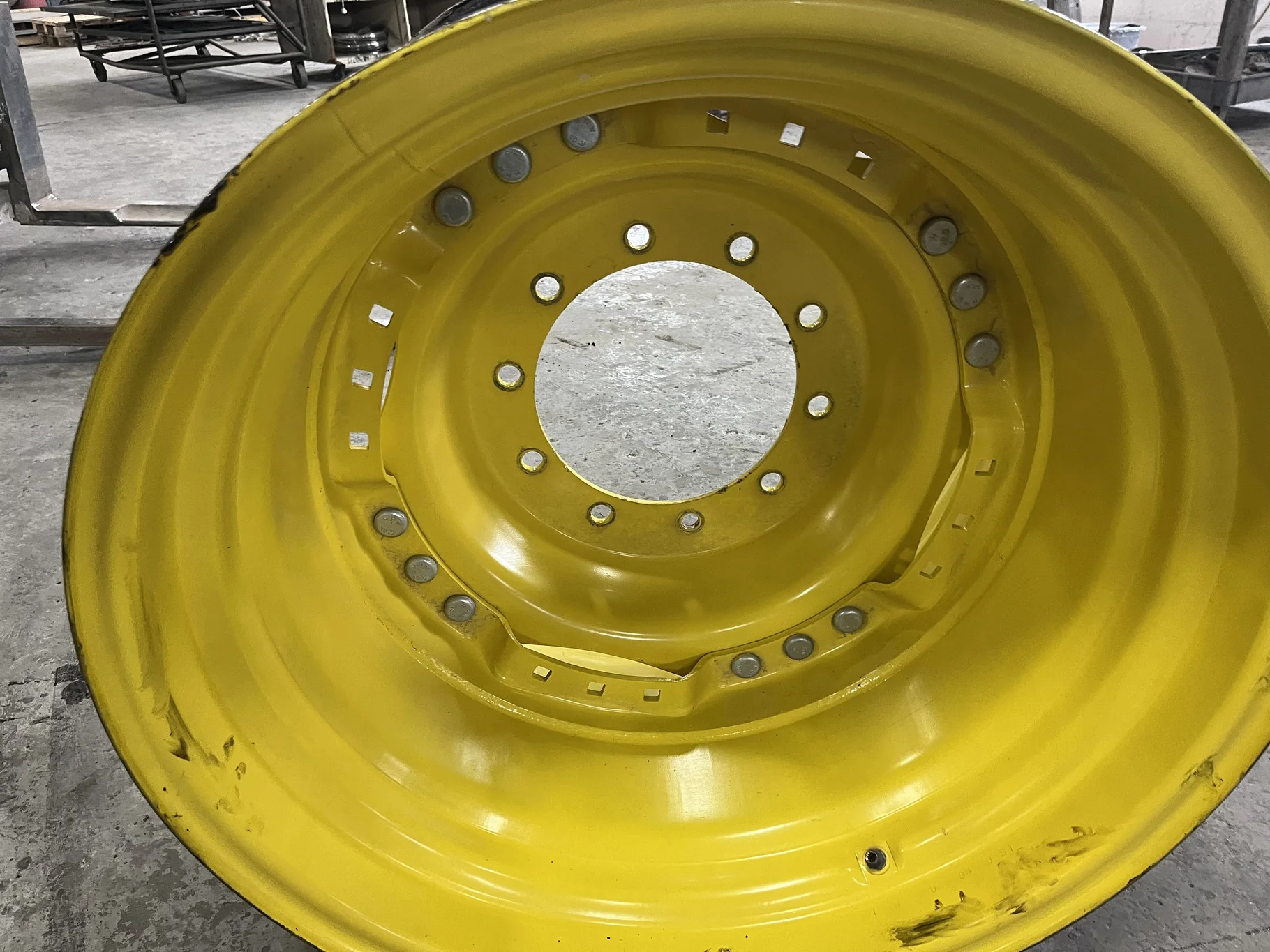 Used 20 X 30 10-13.19-11.07 Waffle 3 Bolt JD Yellow Wheel w/ Disc