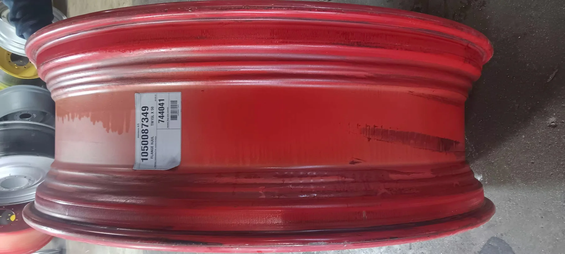 Used 15 X 50 12-16.732-14.620 Rim & Rail Fendt Red Wheel w/ Disc