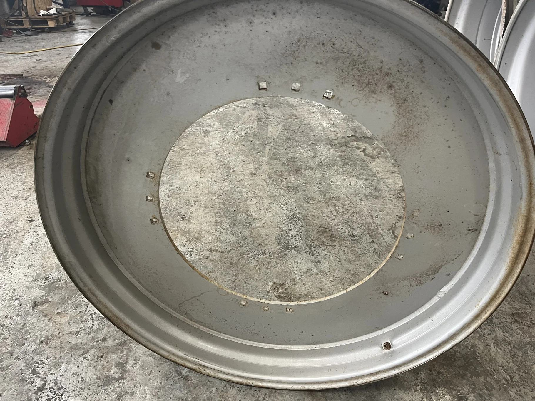 Used 13 X 30 8-12.992-11.446 Waffle 3 Bolt Silver Wheel w/ Disc image 2
