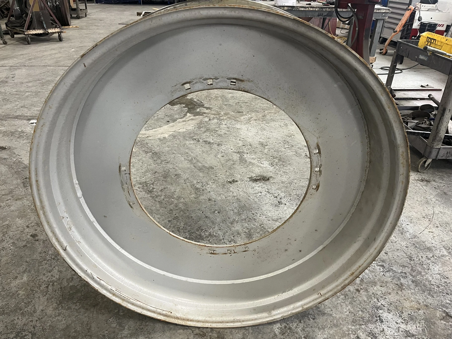 Used 13 X 30 8-12.992-11.446 Waffle 3 Bolt Silver Wheel w/ Disc image 3