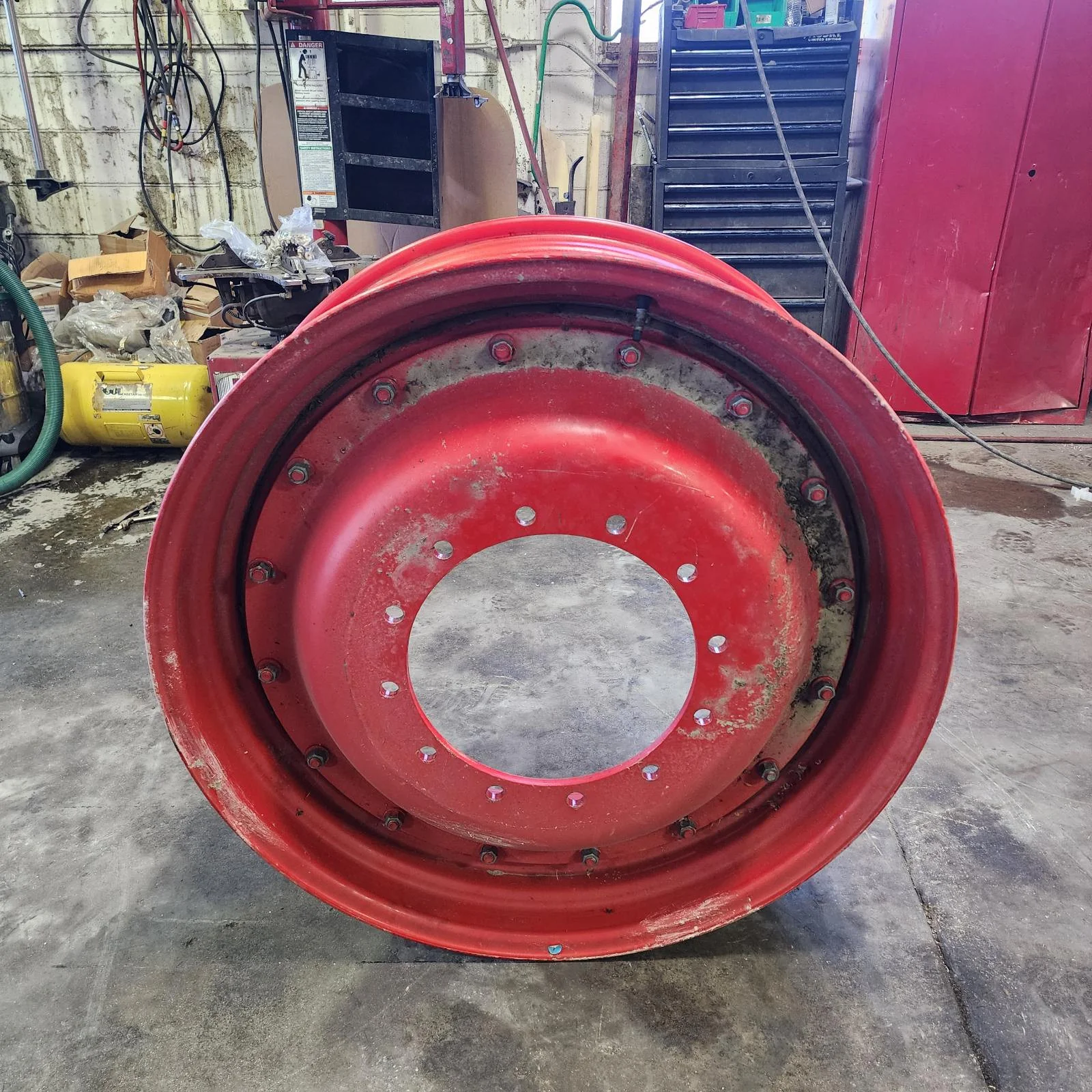 Used 13 X 38 12-16.732-14.620 14"BS Rim & Rail Fendt Red Wheel w/ Disc