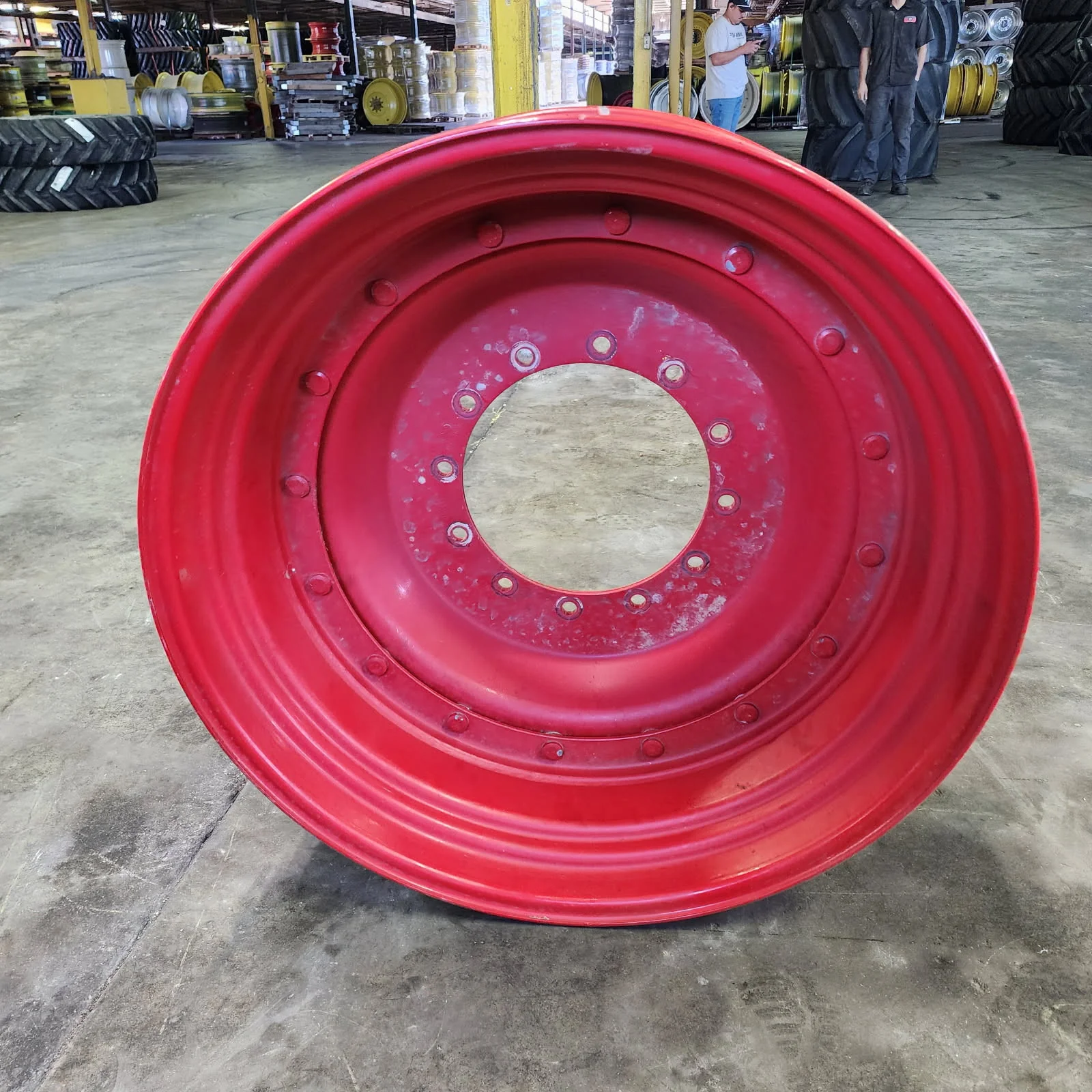 Used 13 X 38 12-16.732-14.620 14"BS Rim & Rail Fendt Red Wheel w/ Disc image 3