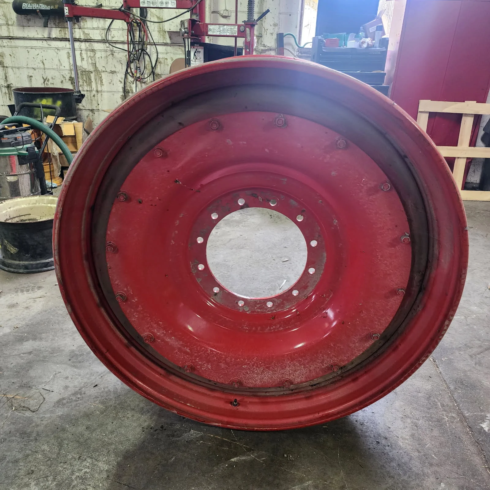 Used 15 X 50 12-16.732-14.620 17"BS Rim & Rail Fendt Red Wheel w/ Disc image 2
