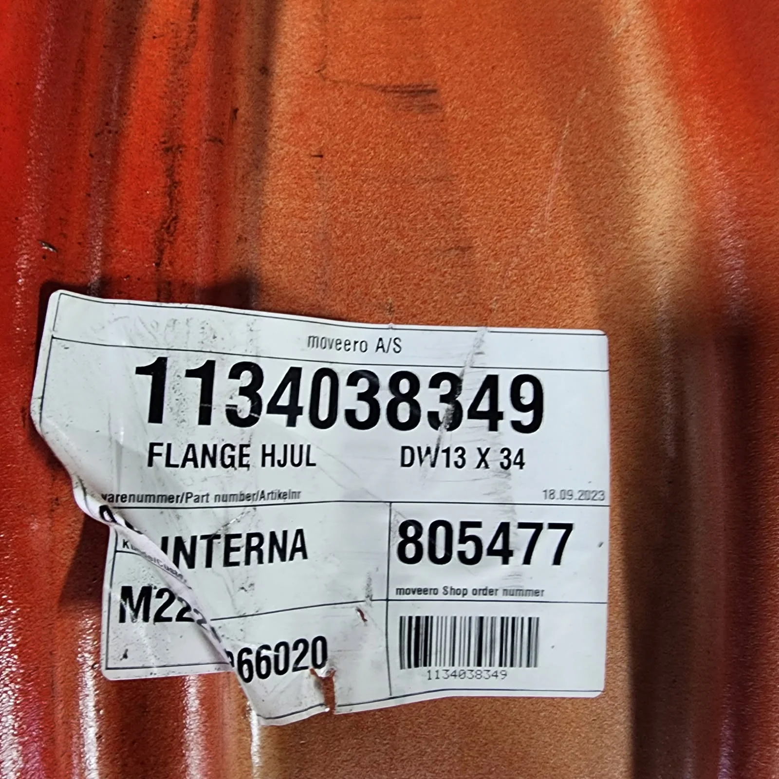 Take-Off 13 X 34 10-13.19-11.07 13"BS Rim & Rail Fendt Red Wheel w/ Disc image 2