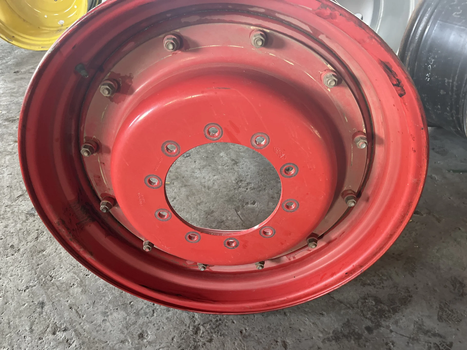 Used 13 X 34 10-13.19-11.07 Rim & Rail Fendt Red Wheel w/ Disc image 2