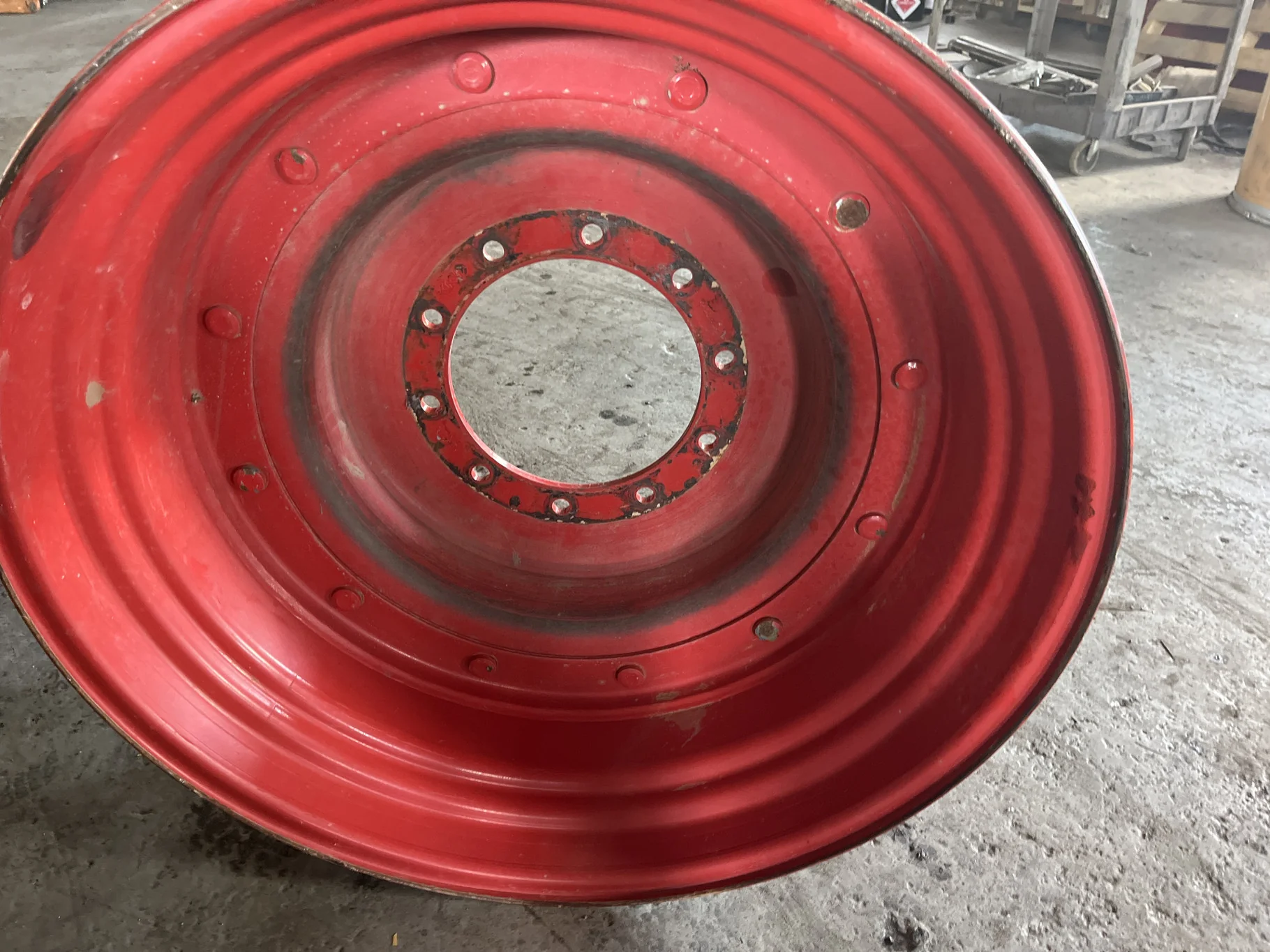 Used 13 X 34 10-13.19-11.07 Rim & Rail Fendt Red Wheel w/ Disc image 3