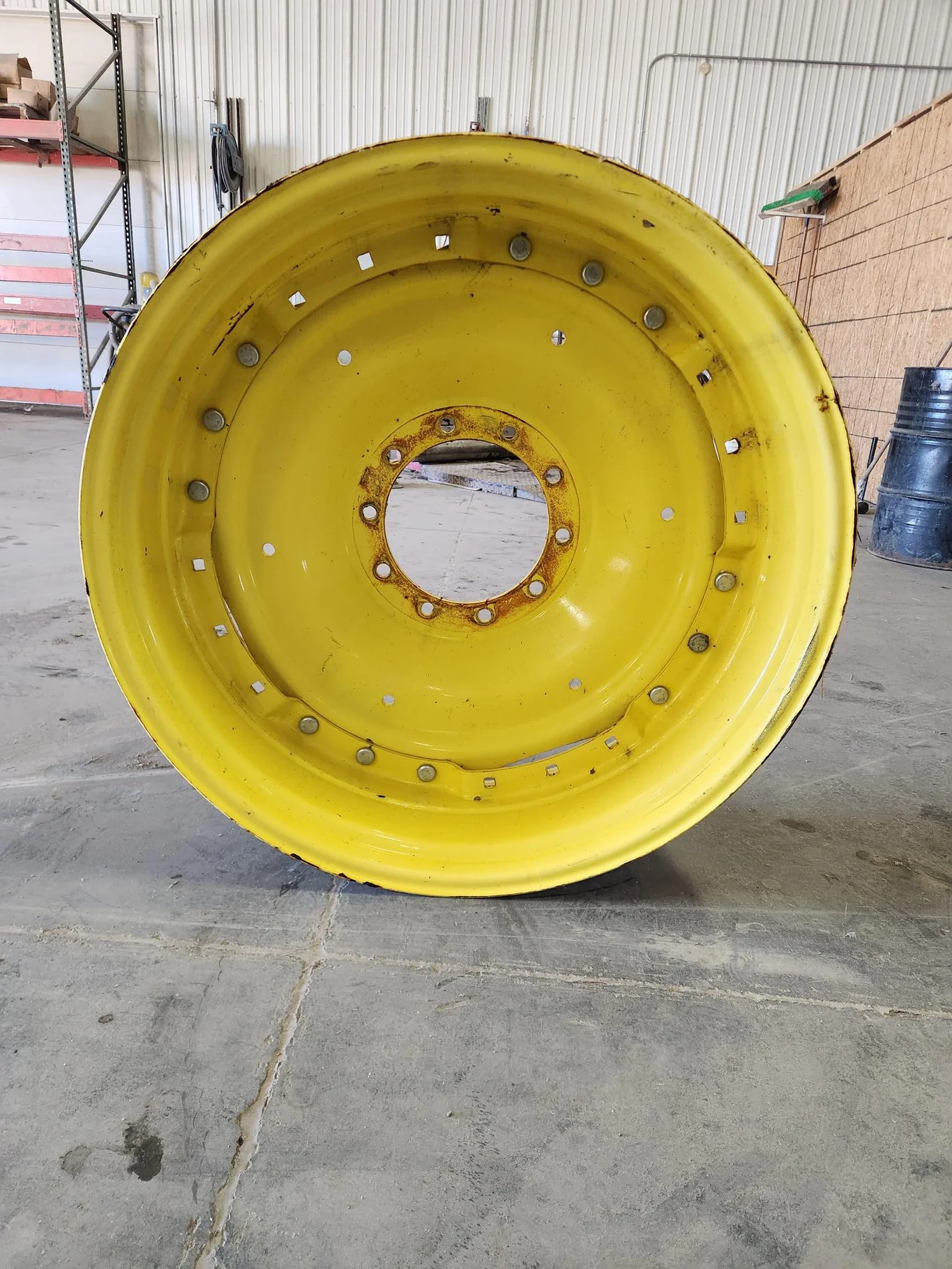 Used 12 X 38 10-13.189-11.07-2.81 Waffle 3 Bolt Yellow Wheel w/ Disc image 2