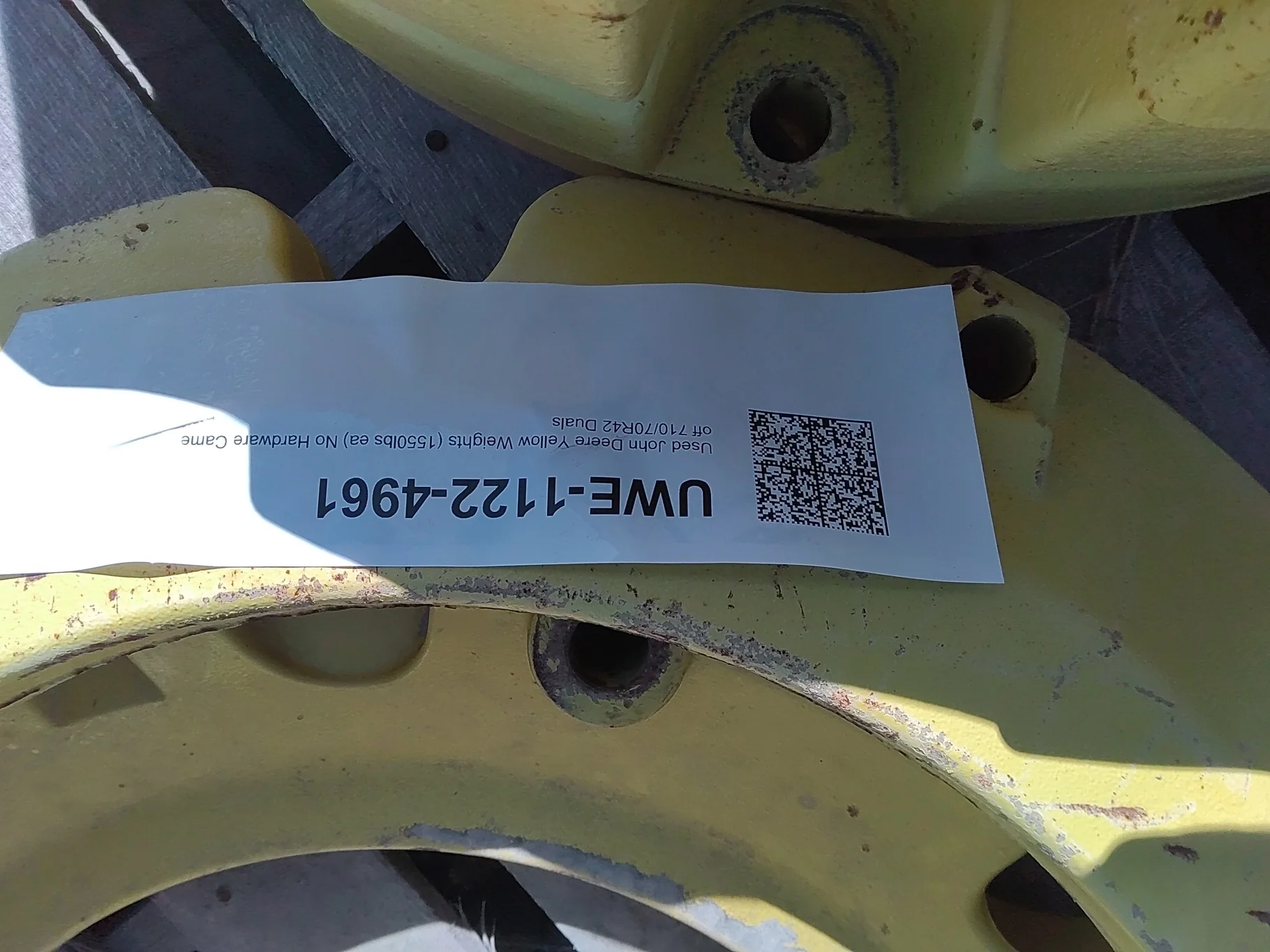 Used 554kg Weight John Deere Yellow No Hardware off 710/70R42 Duals