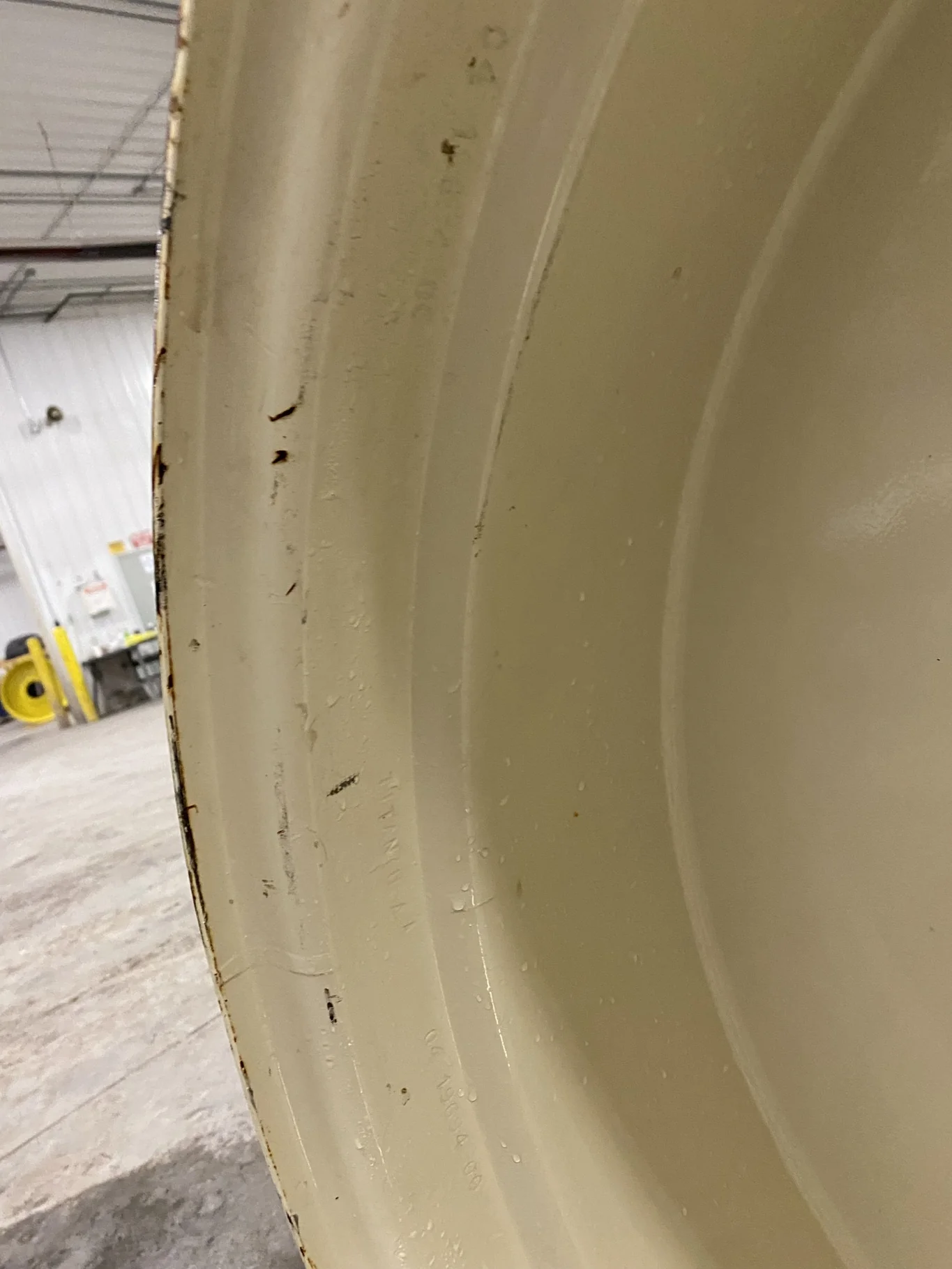 Used 18 X 38  Off White Grain Cart wheel  ( gashes, scratches, Rust) image 8