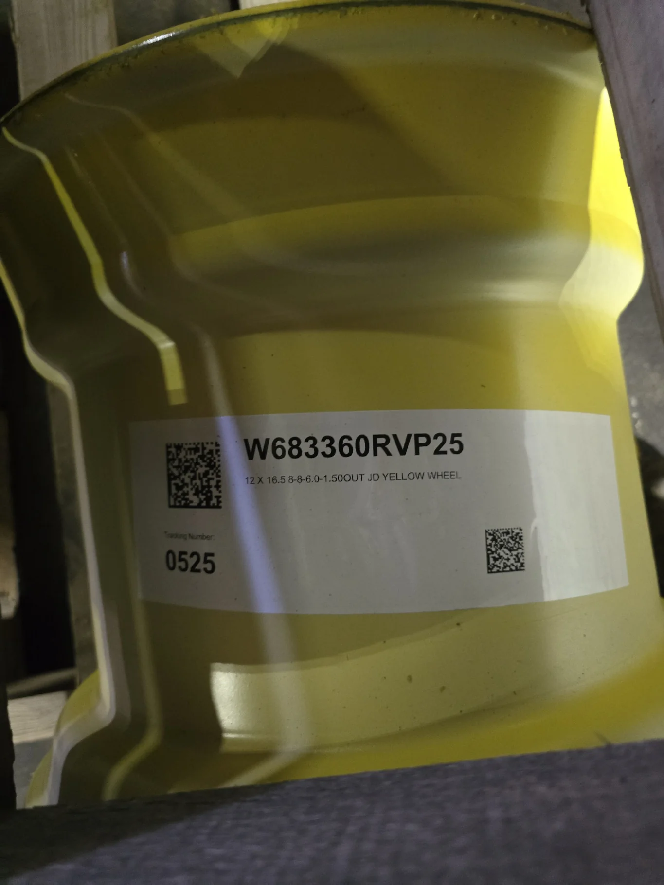 12 X 16.5 8-8-6.0-1.50OUT JD YELLOW WHEEL image 3